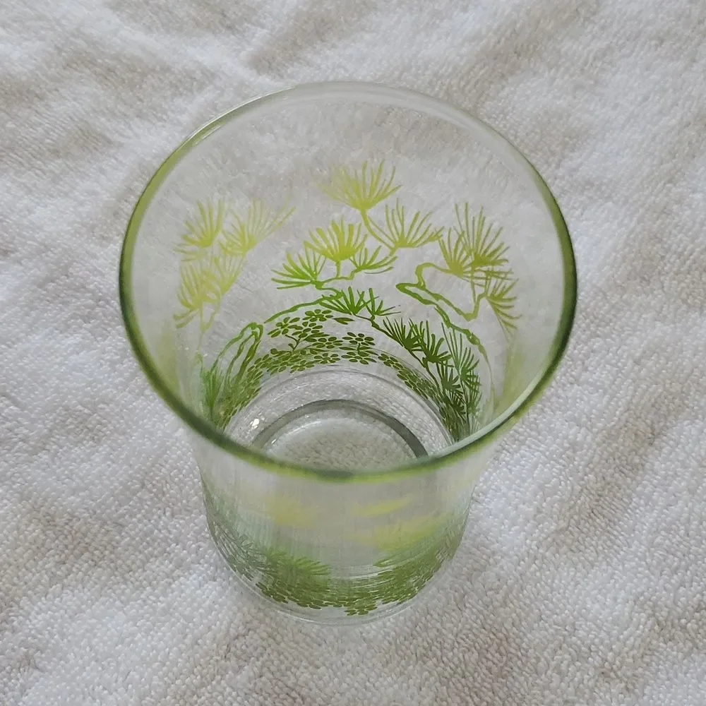 Libbey Green Vintage Floral Cup